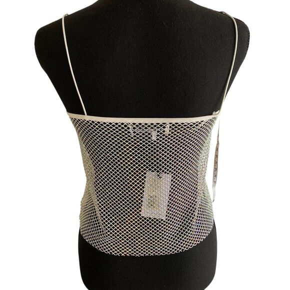 We Wore What Crystal Mesh Cami White Size XXS Disco Summery Clubwear Party - Picture 4 of 7
